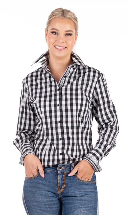 Womens Hitchley and Harrow Fitted - Black & White Check Shirt