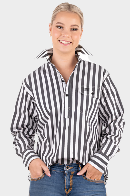 Womens Hitchley and Harrow Linen Collection Black & White Stripe Oversize Shirt