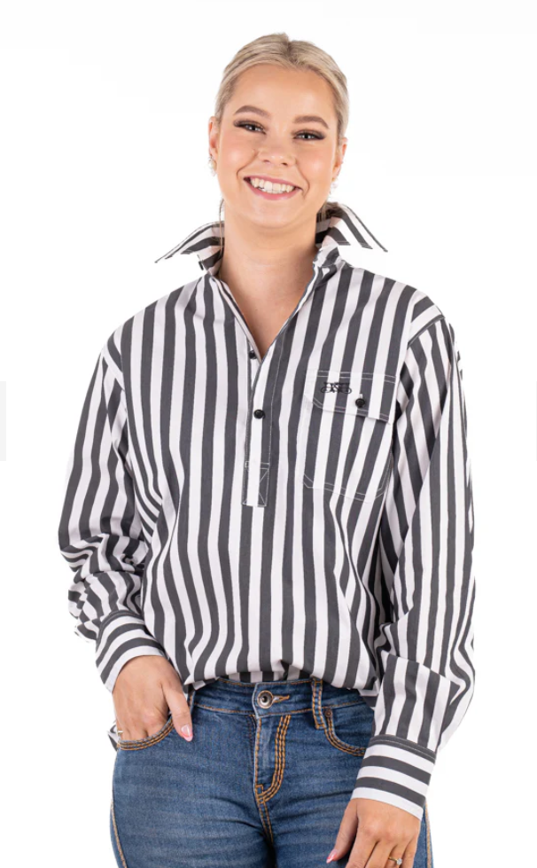 Womens Hitchley and Harrow Linen Collection Black & White Stripe Oversize Shirt