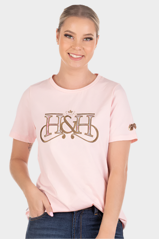 Womens Hitchley and Harrow T Shirt Pale Pink H&H Logo