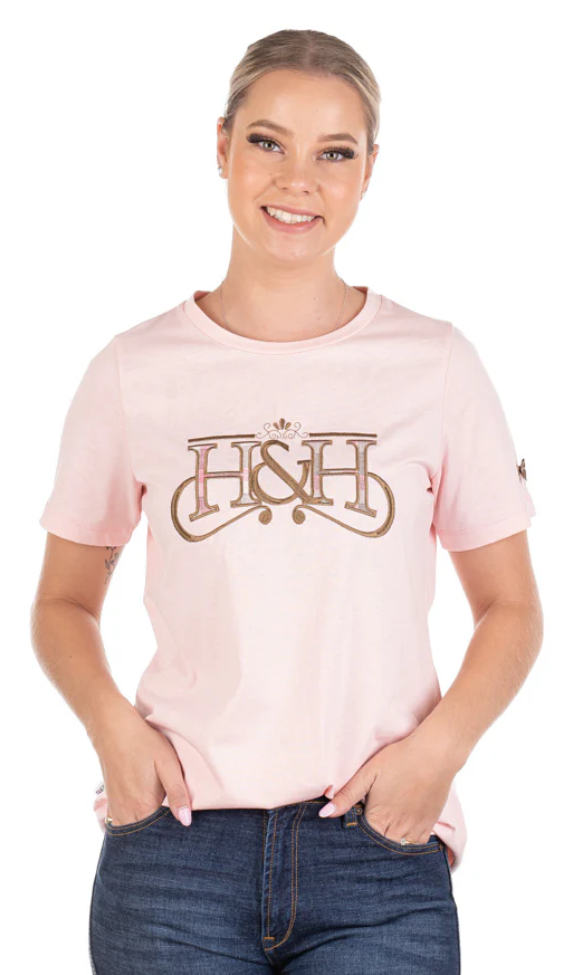 Womens Hitchley and Harrow T Shirt Pale Pink H&H Logo