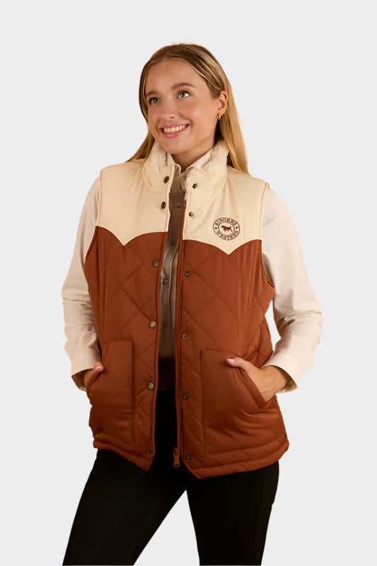 Ringers Western Womens Selwyn Puffer Vest - Tobacco  Off White