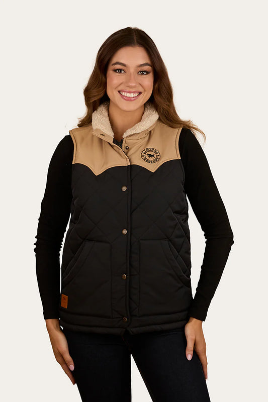 Ringers Western Women's Selwyn Puffer Vest - Dark Sand/Black