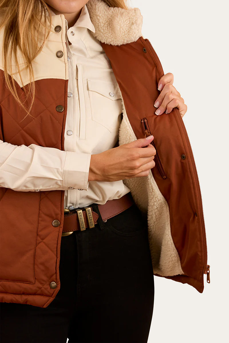 Ringers Western Womens Selwyn Puffer Vest - Tobacco  Off White