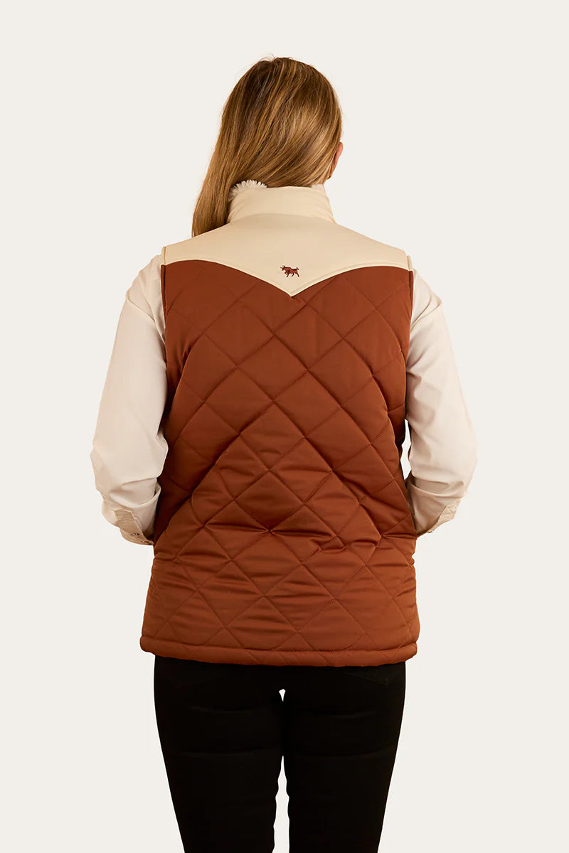 Ringers Western Womens Selwyn Puffer Vest - Tobacco  Off White