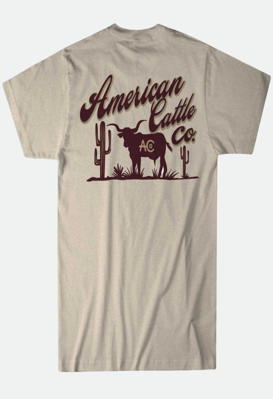American Cattle Co. Men's Shadowhorn Tee - Cream