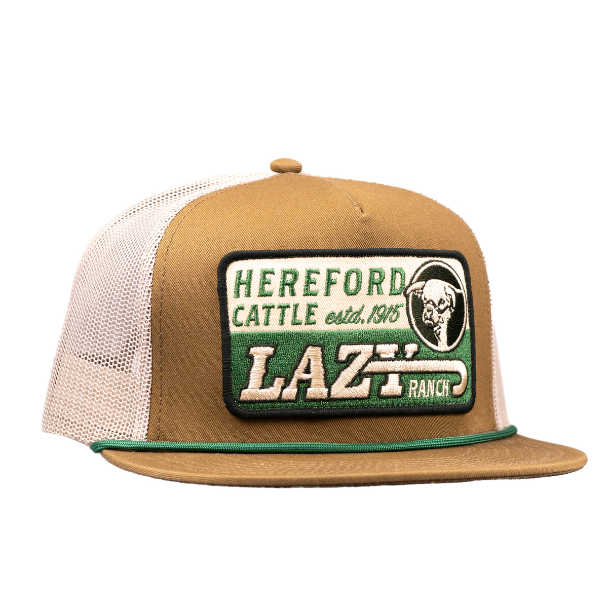 Lazy J Ranch Coyote Brown & White Shafter Classic Rope Trucker Hat