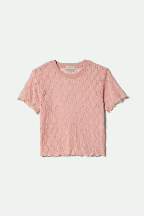 Brixton Sheer Slim Lace Short Sleeve Top