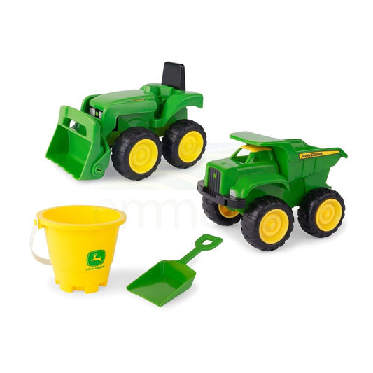 John Deere Big Scoop 15cm Vehicle Sand Pit Value Set; Dump Truck, Tractor with Loader, Bucket and Shovel