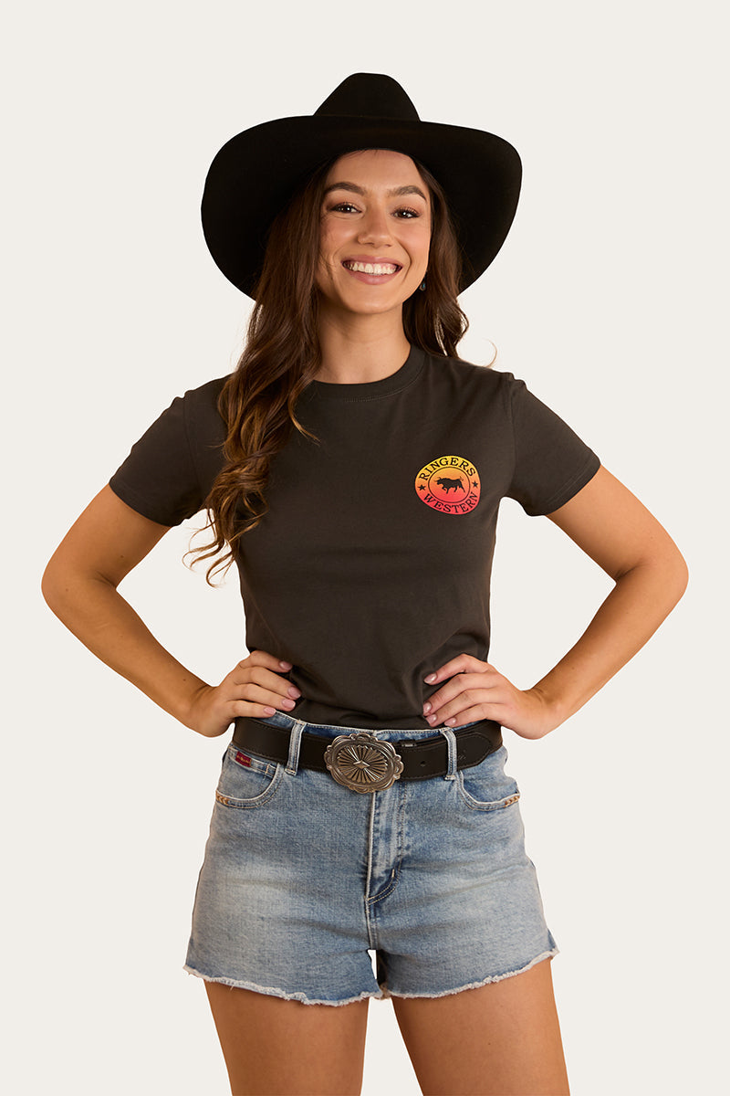 Ringers Western Womens Signature Bull Classic Fit T-Shirt - Charcoal Fade