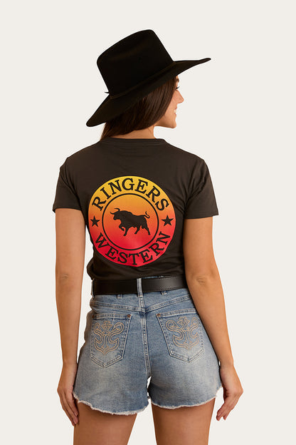 Ringers Western Womens Signature Bull Classic Fit T-Shirt - Charcoal Fade