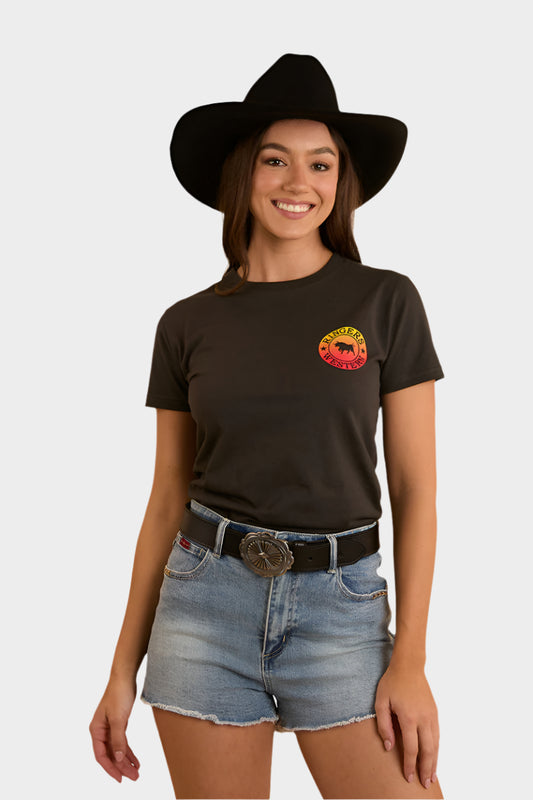 Ringers Western Womens Signature Bull Classic Fit T-Shirt - Charcoal Fade