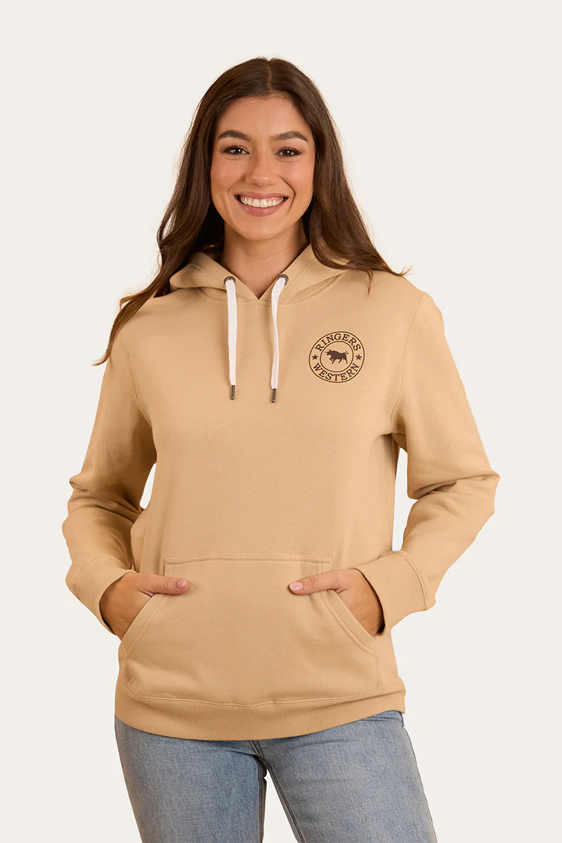 Ringers Western Womens Signature Bull Pullover Hoodie - Dark Sand / Chocolate