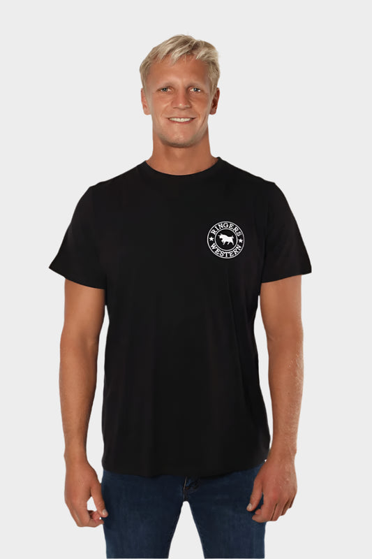 RINGERS WESTERN SIGNATURE BULL MENS CLASSIC T-SHIRT - BLACK/WHITE