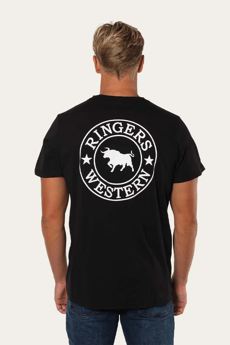 RINGERS WESTERN SIGNATURE BULL MENS CLASSIC T-SHIRT - BLACK/WHITE