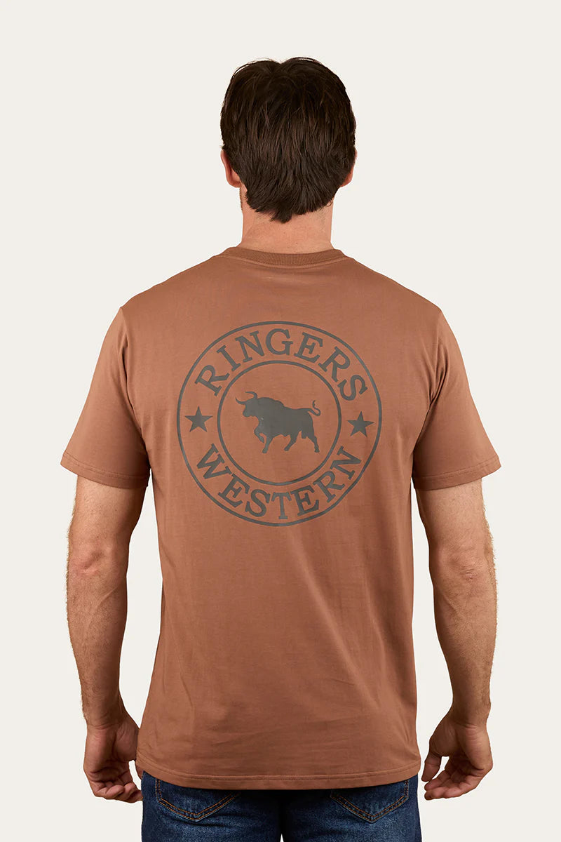 Ringers Western Men's Signature Bull Classic T-Shirt - Saddle Brown/Charcoal