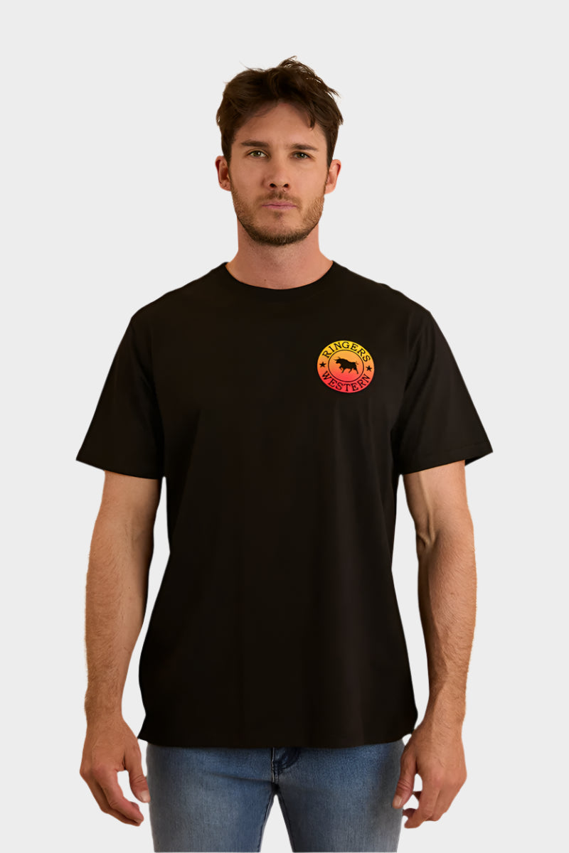Ringers Western Mens Signature Bull Loose T-Shirt - Black Fade