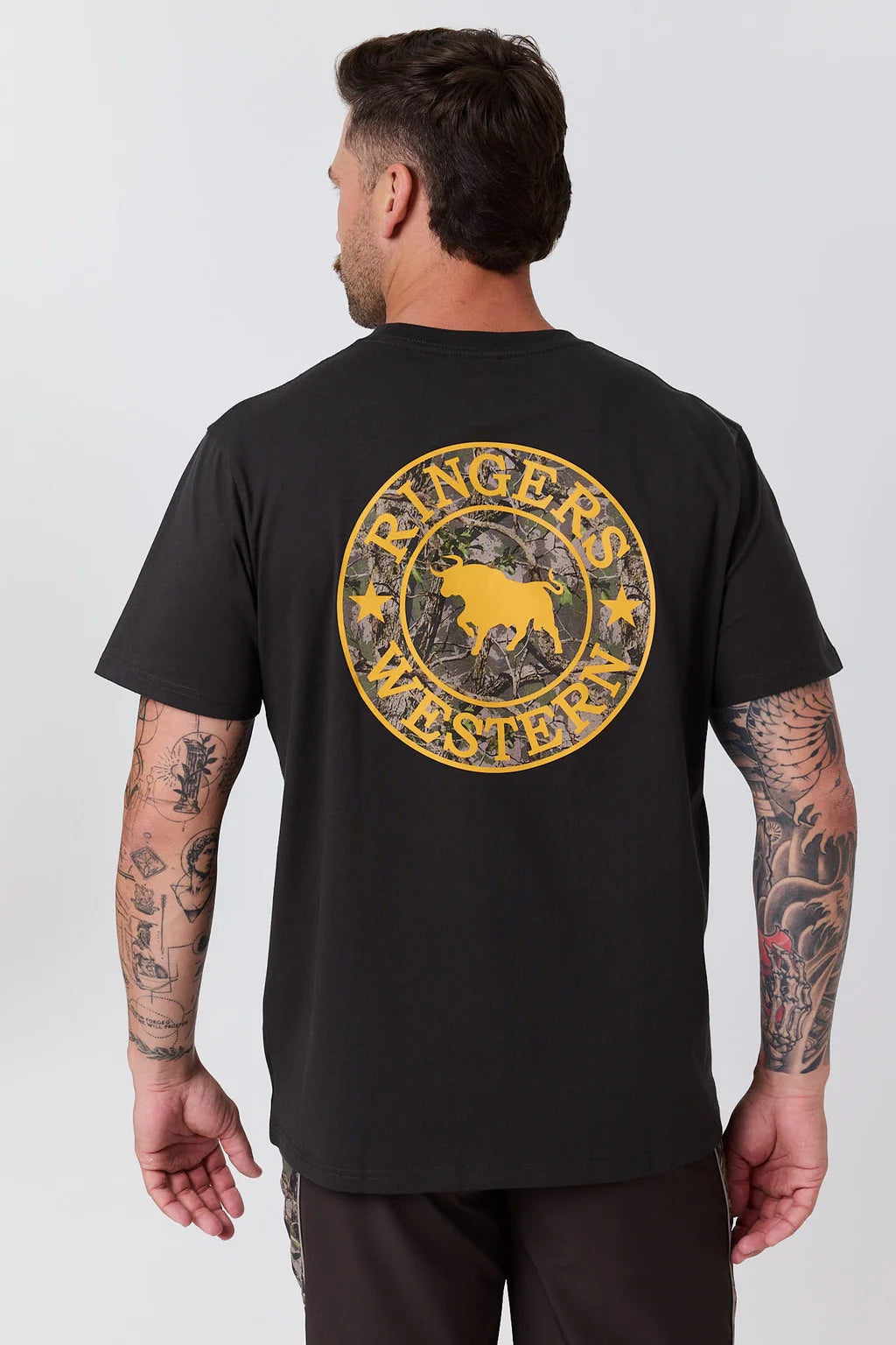 Ringers Western Men’s Signature Bull Loose T-Shirt – Charcoal/Orange Camo