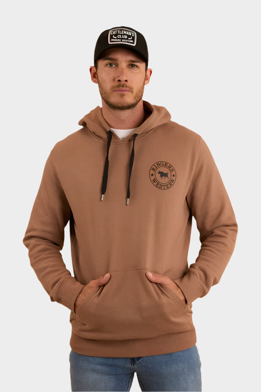 Ringers Western Mens Signature Bull Pullover Hoodie - Almond / Black