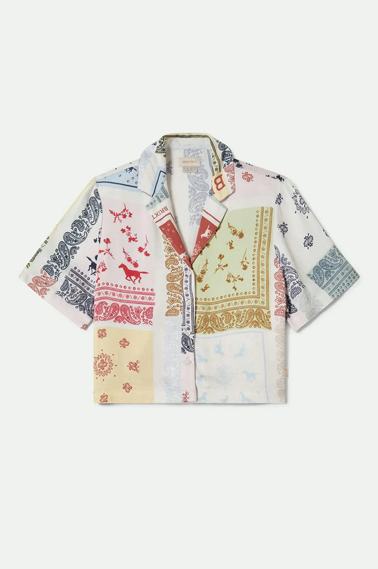 Brixton Ladies Silky Bowling Shirt in Multi Colour Bandana
