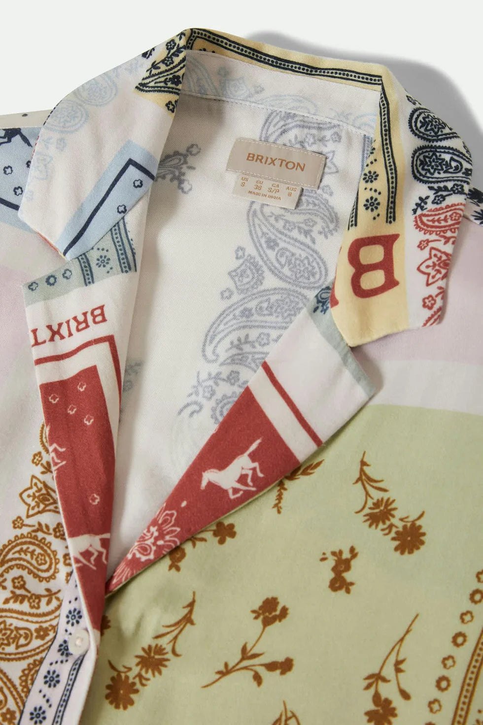 Brixton Ladies Silky Bowling Shirt in Multi Colour Bandana