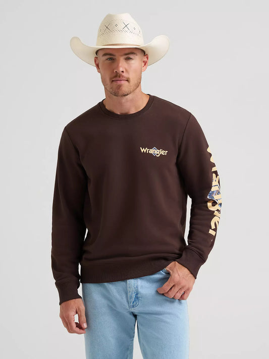 Wrangler Men's Skull Steer Graphic Fleece Sweatshirt - Mole Brown