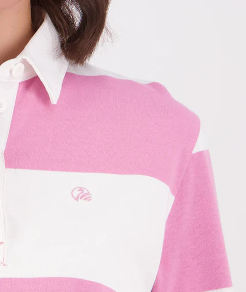 Swanndri Women's Ridgeway Long Sleeve Rugby Top - Blossom/White