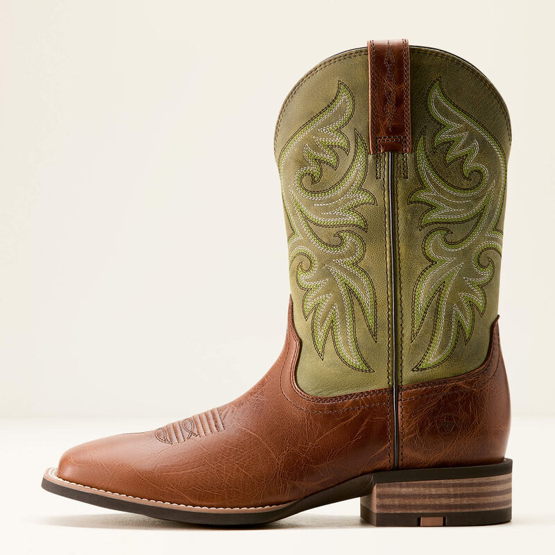 Ariat Men's Slingshot Cowboy Boot-DARK TAN|EASY GREEN