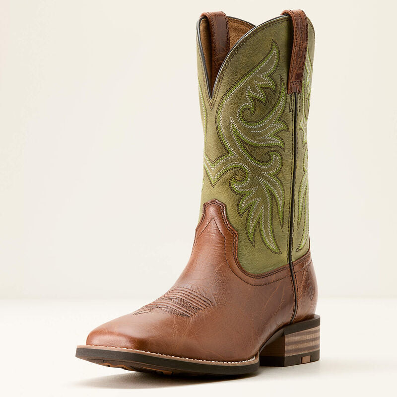 Ariat Men's Slingshot Cowboy Boot-DARK TAN|EASY GREEN