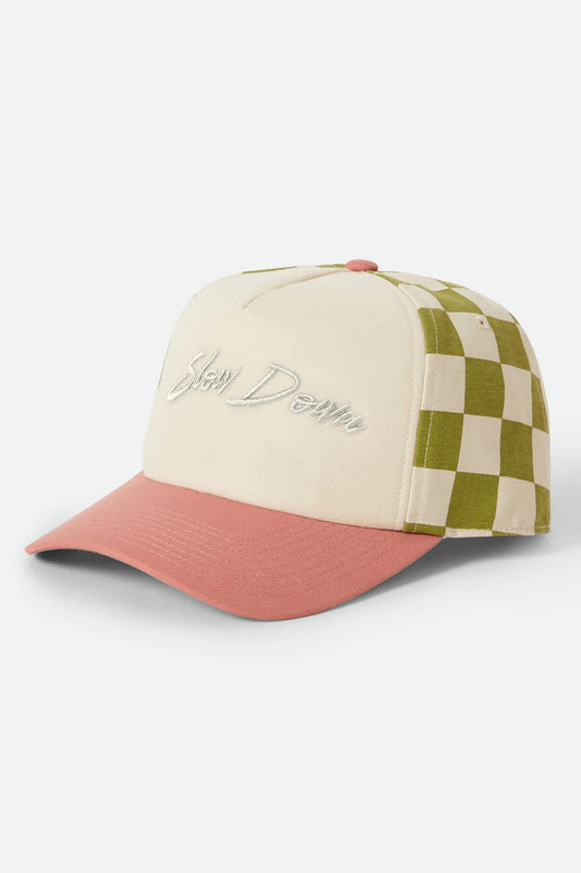Brixton Women's Slow Down Snapback - Sublime Green Gingham/Whitecap/Italian Clay