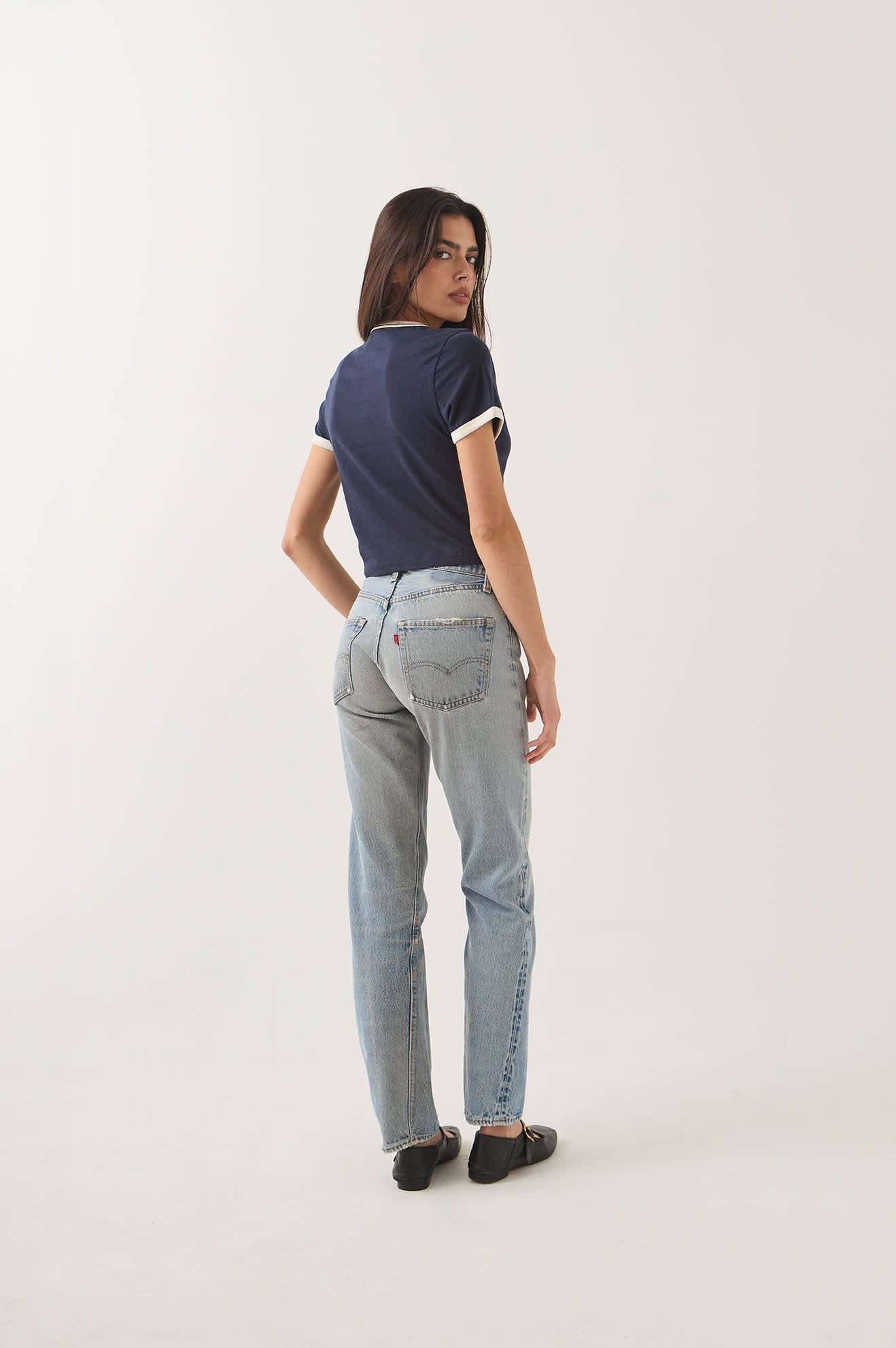 Brixton Women's Smoke Show Baby T-Shirt - Washed Navy/Whitecap