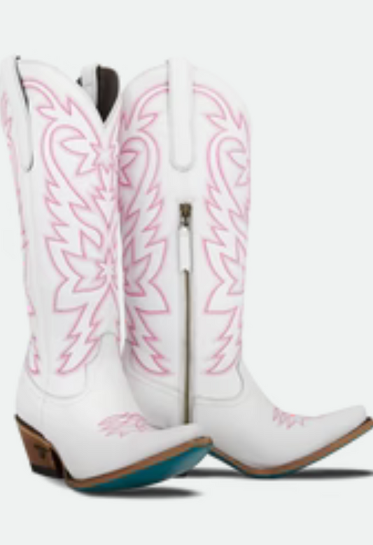 Lane Boots Smokeshow Boot - Matte White and Neon Pink
