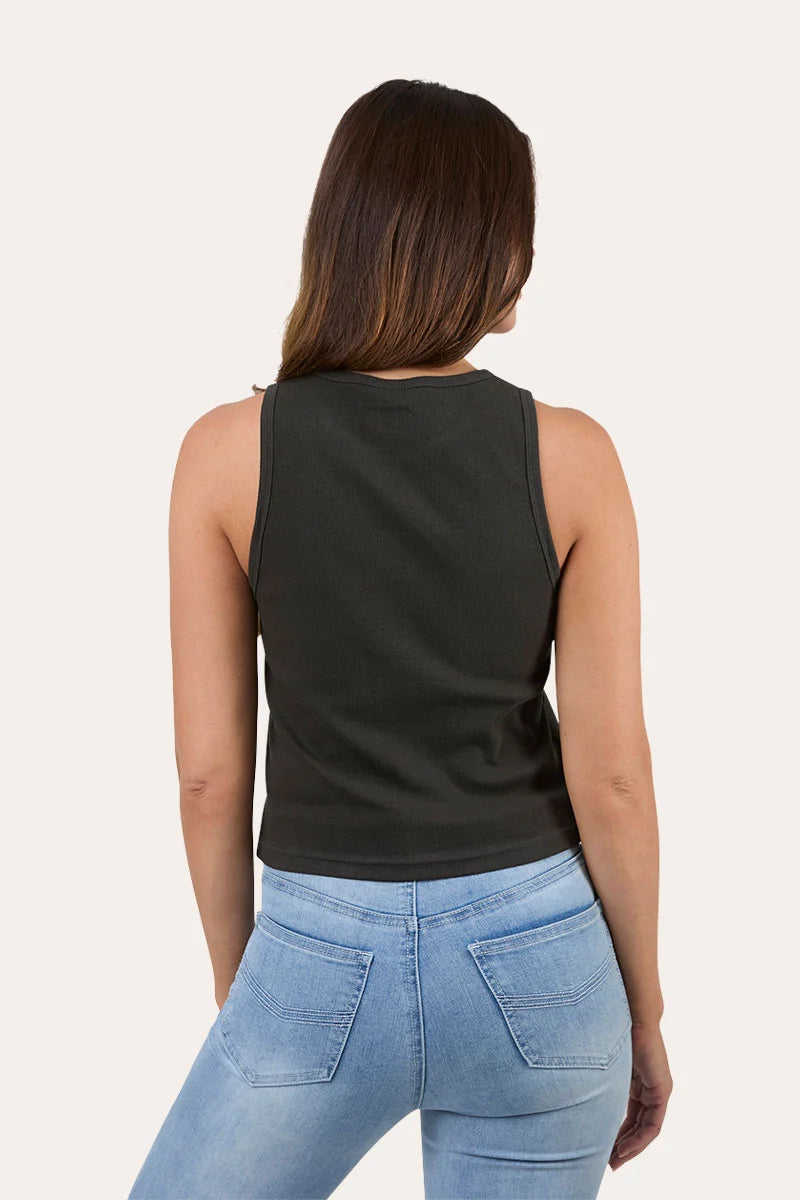 Ringers Western Womens Southern Stitch Rib Tank - Charcoal