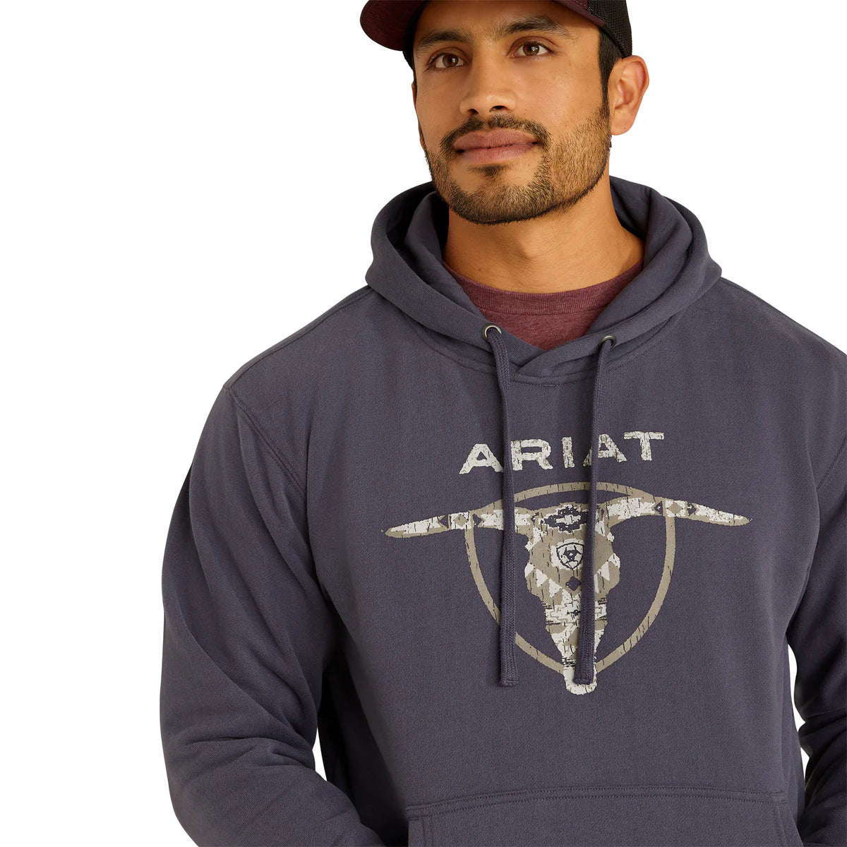Ariat Men's Southwestern Longhorn Hoodie - Odyssey Grey