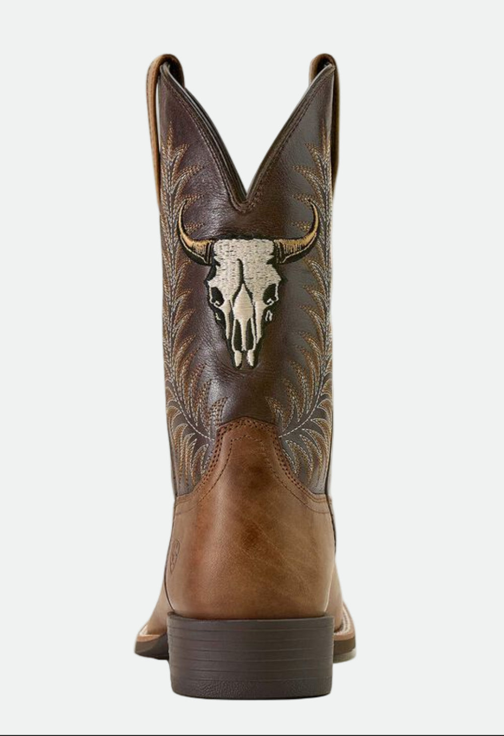 Ariat Men's Sport Steer Skull Wide Square Toe Cowboy Boot - Sandstorm/Bitter Chocolate