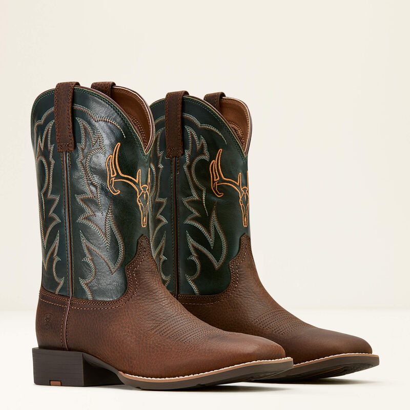 Ariat Men's Sport Outdoor Cowboy Boot - BROWN OILED ROWDY|TACK GREEN