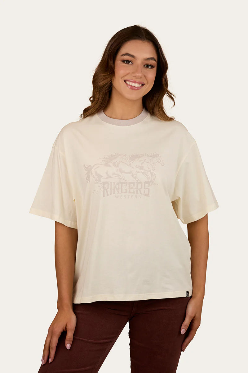 Ringers Western Stampede Womens Oversized T-Shirt - Bone