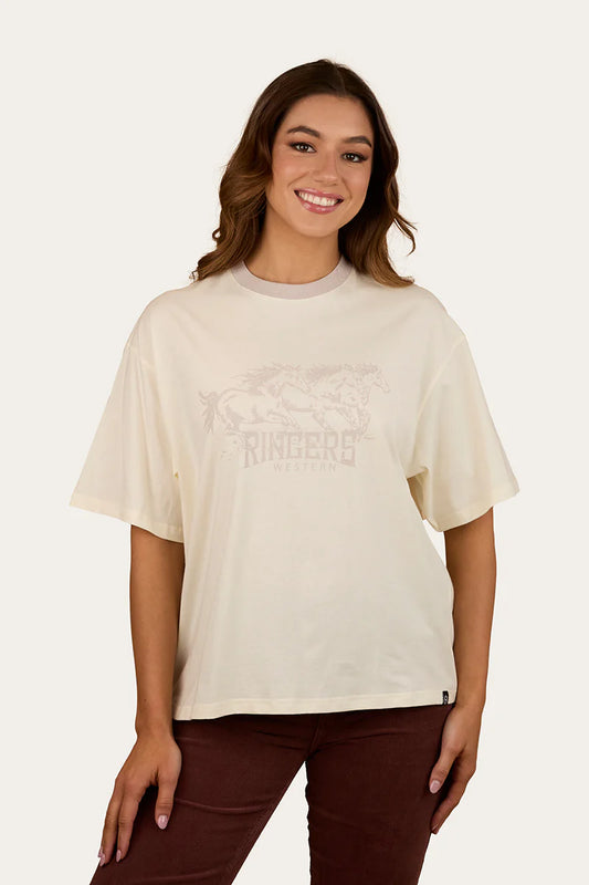 Ringers Western Stampede Womens Oversized T-Shirt - Bone