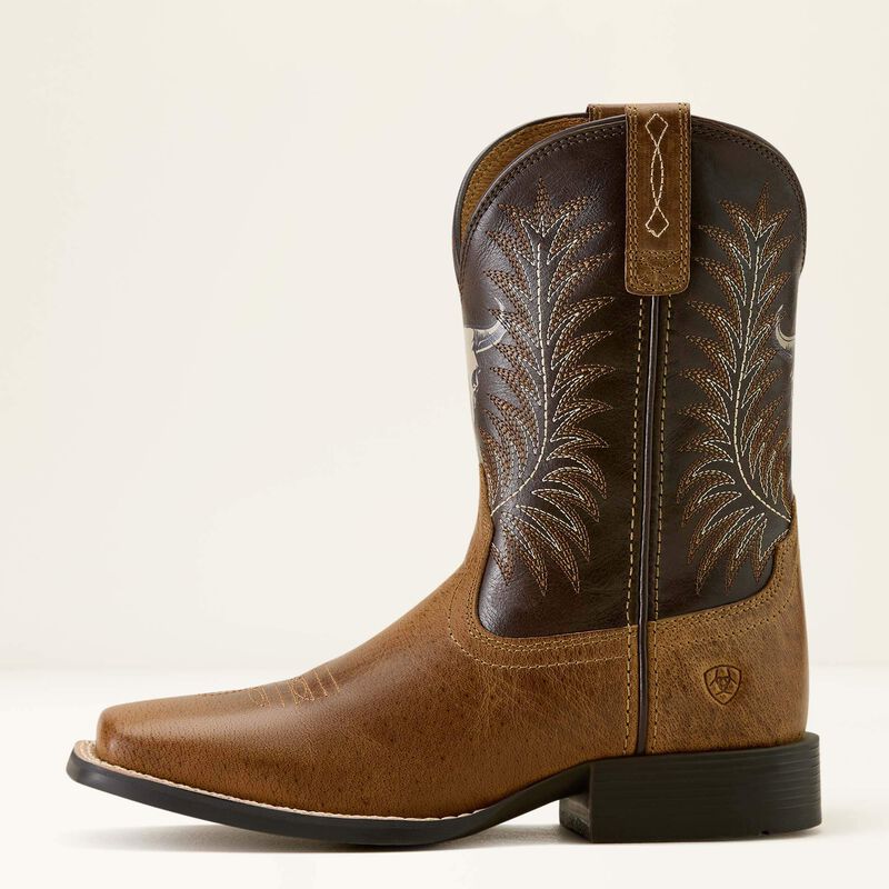 Ariat Youth Stampede Wide Square Toe Western Boot - Desert Brown|Thunder Brown