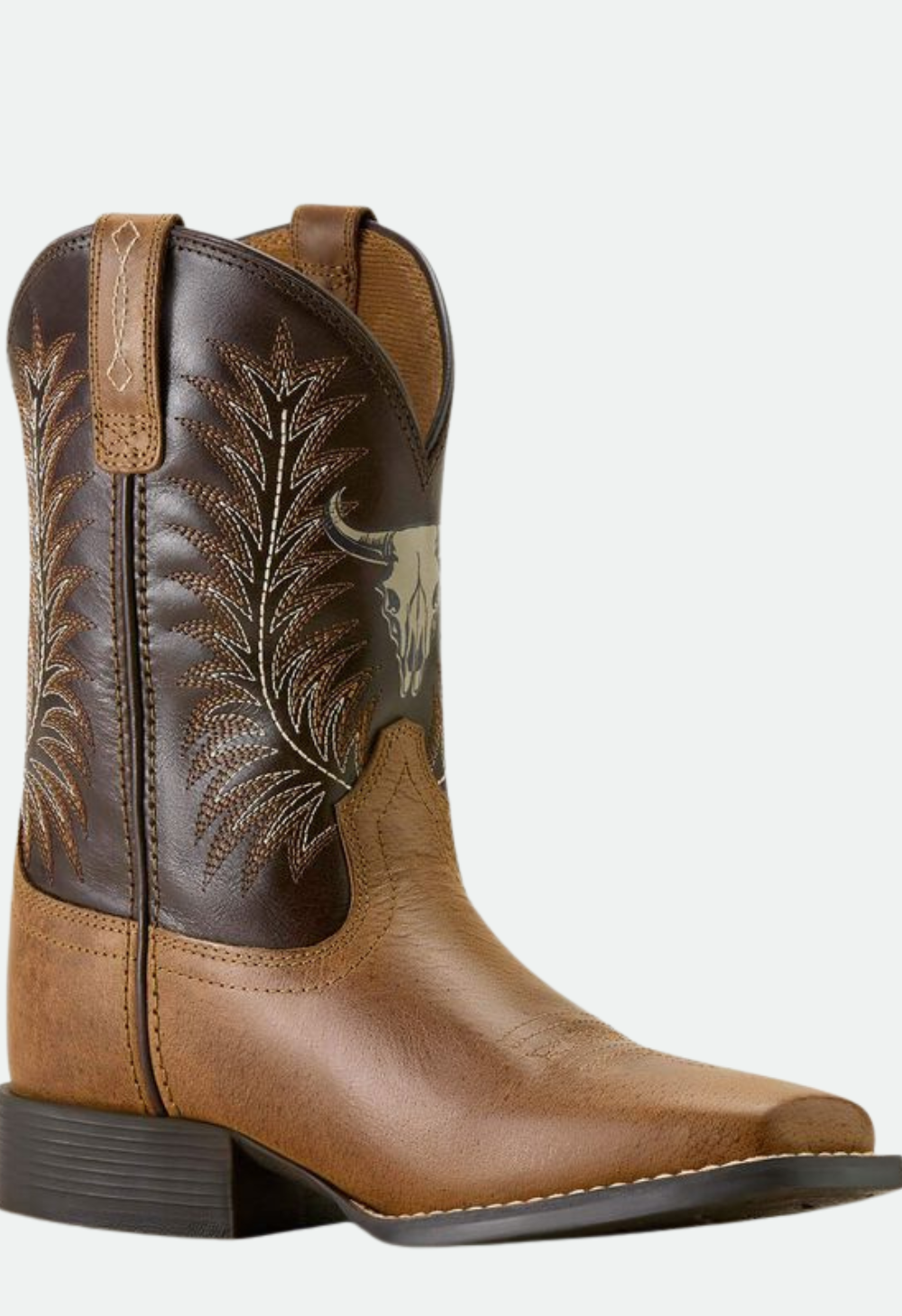 Ariat Youth Stampede Wide Square Toe Western Boot - Desert Brown|Thunder Brown