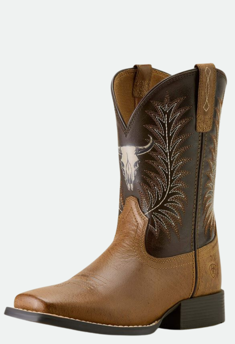 Ariat Youth Stampede Wide Square Toe Western Boot - Desert Brown|Thunder Brown