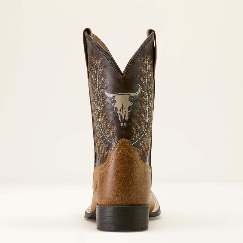 Ariat Youth Stampede Wide Square Toe Western Boot - Desert Brown|Thunder Brown