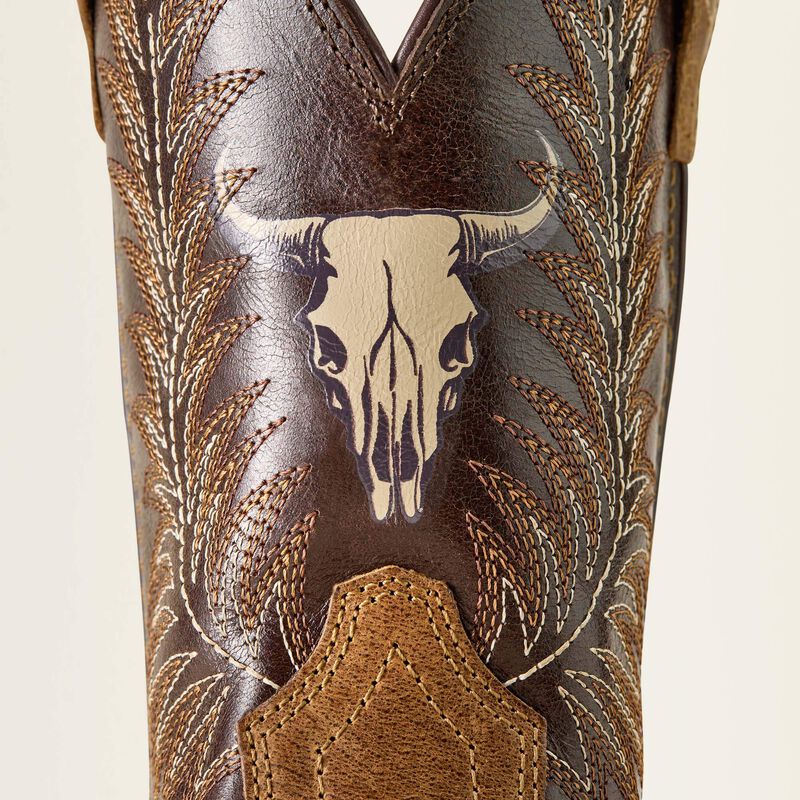 Ariat Youth Stampede Wide Square Toe Western Boot - Desert Brown|Thunder Brown