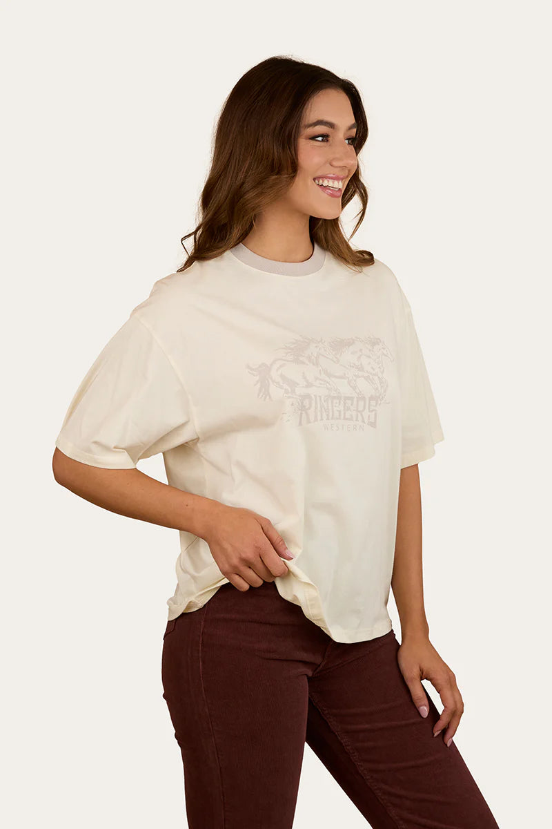 Ringers Western Stampede Womens Oversized T-Shirt - Bone