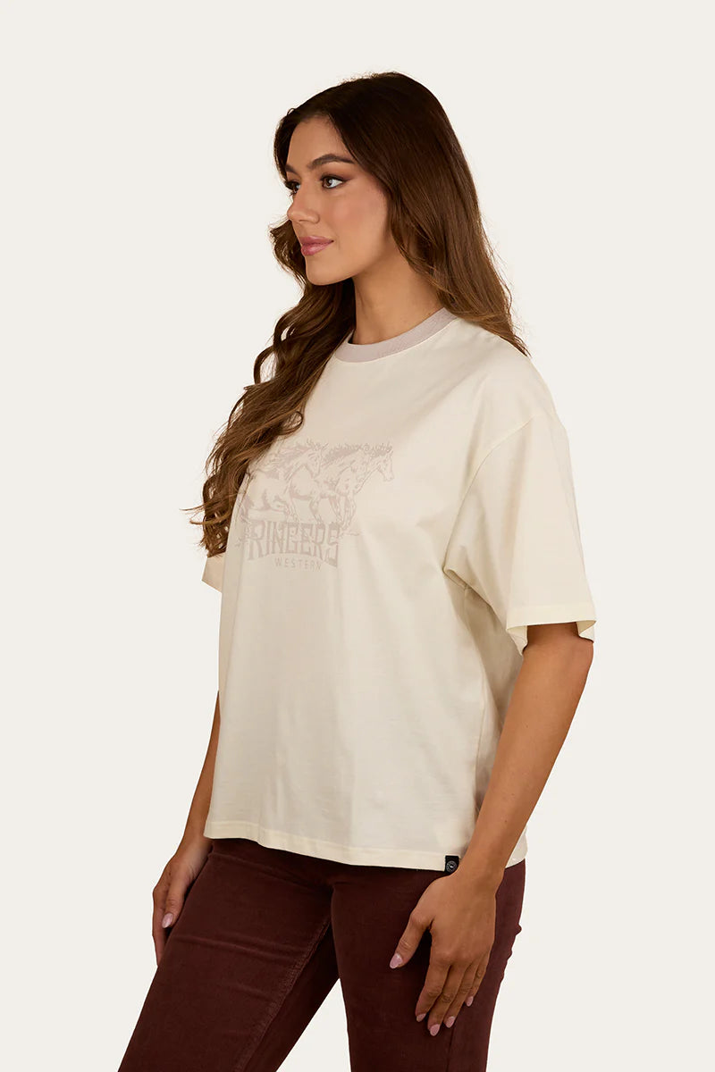 Ringers Western Stampede Womens Oversized T-Shirt - Bone