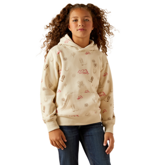 Ariat Girl's Western Stamps Hoodie Laylan Print