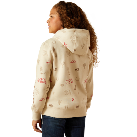 Ariat Girl's Western Stamps Hoodie Laylan Print