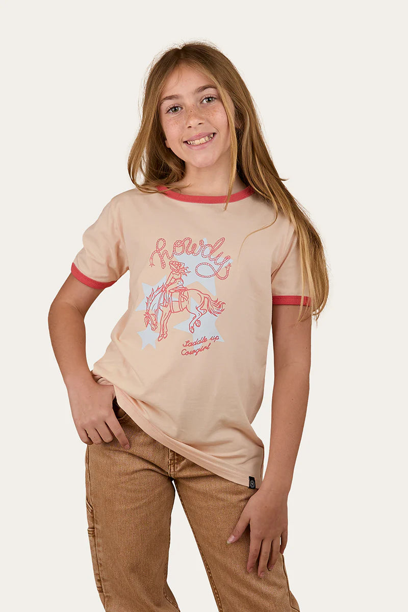 Ringers Western Girl's Stardust Ringer T-Shirt - Light Peach