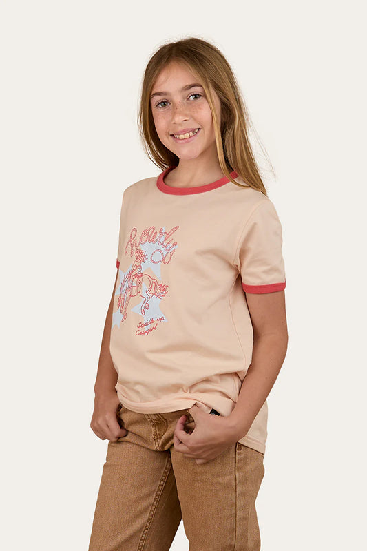 Ringers Western Girl's Stardust Ringer T-Shirt - Light Peach
