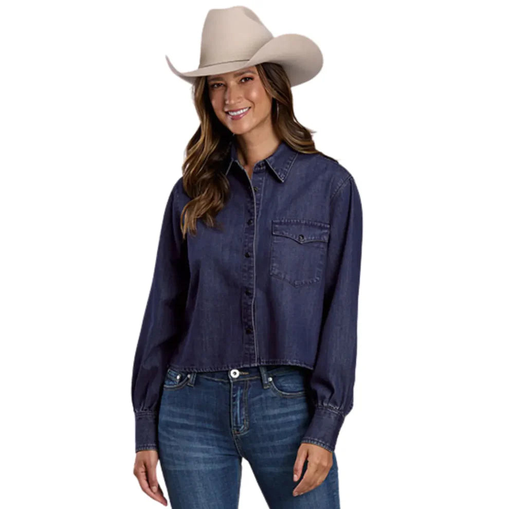 Stetson Women's Crop Shirt Denim - Blue